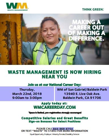 waste management hiring number.